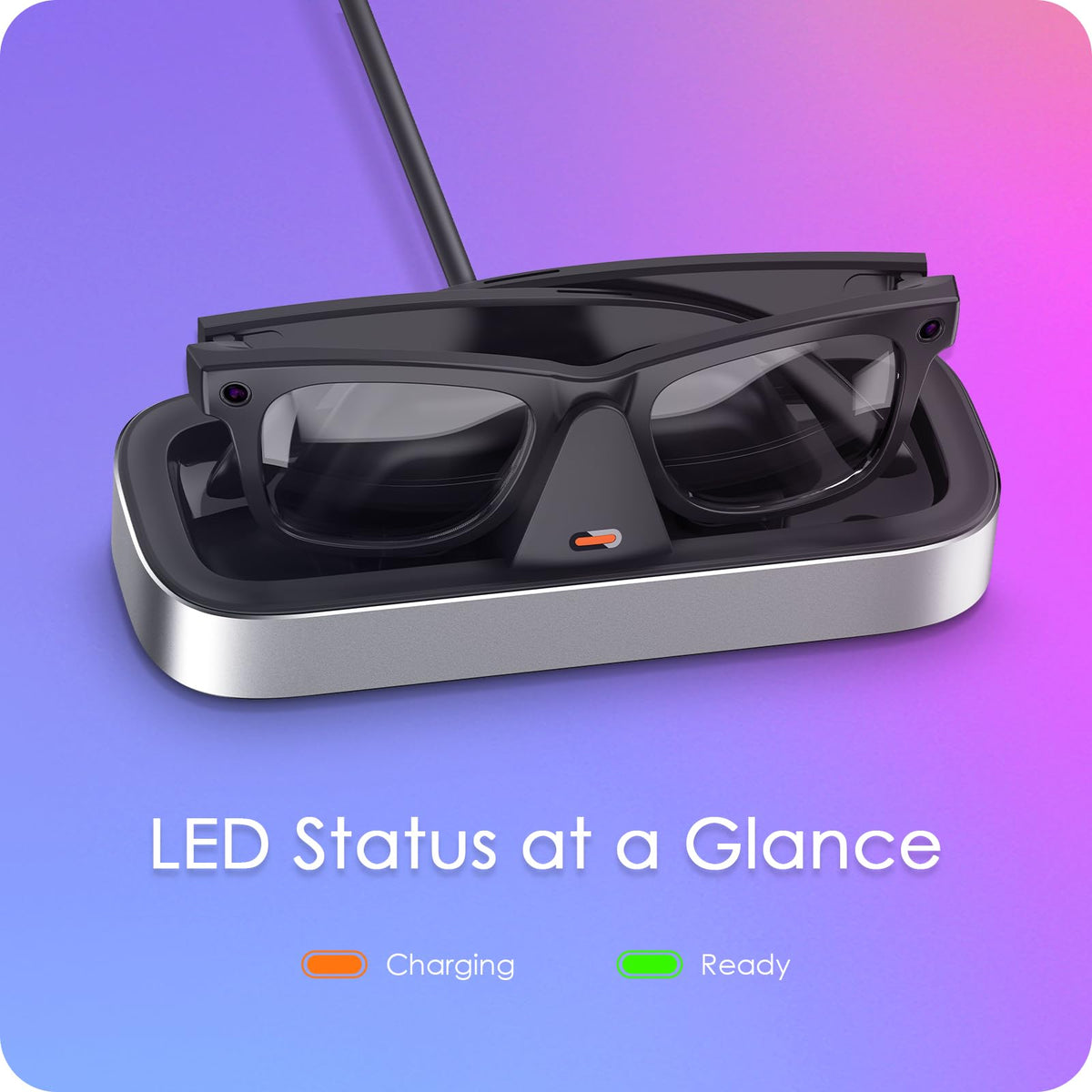 VAWVVA docking Meta Wayfarer glasses by hand showing secure one-handed placement