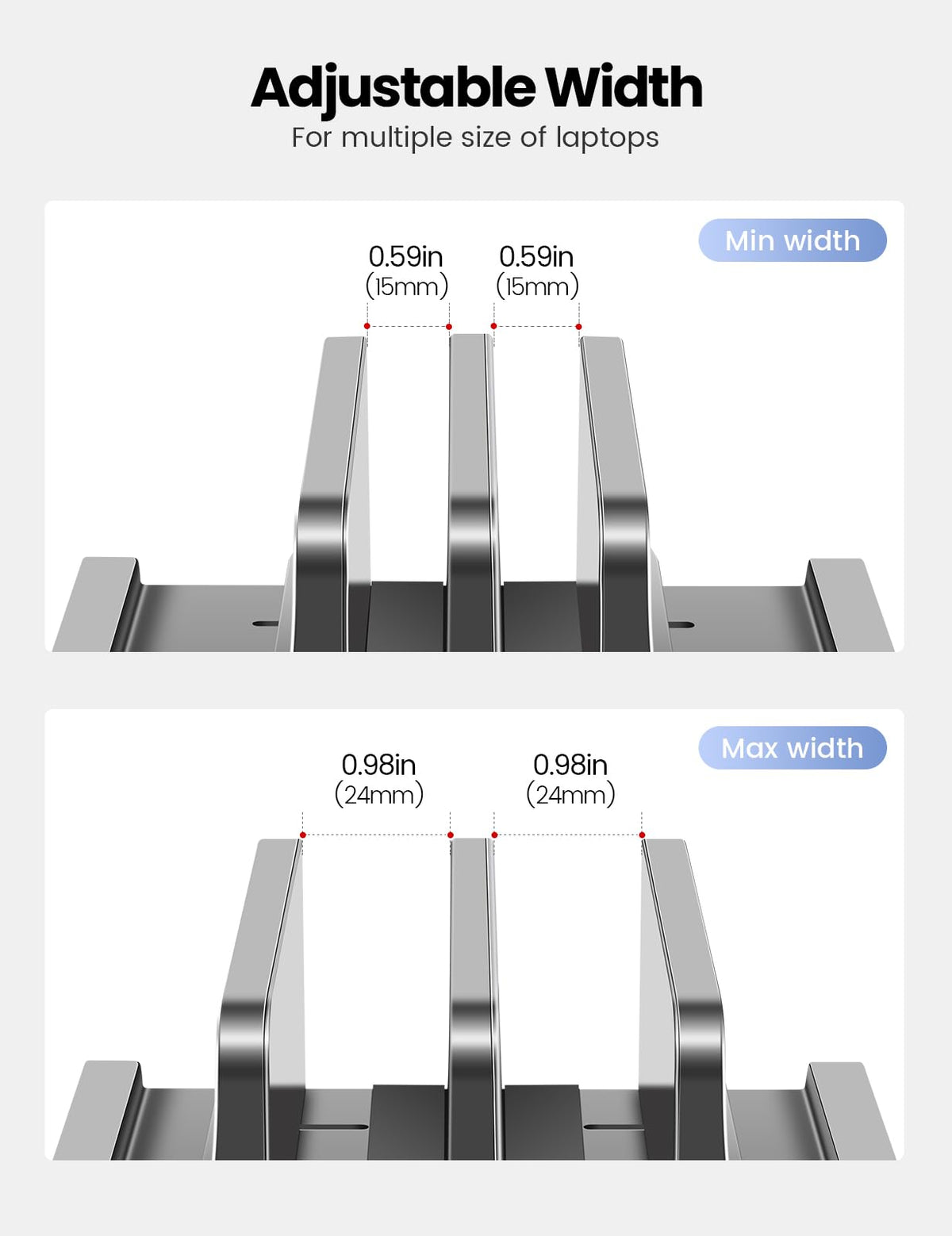 Vaydeer side profile showing adjustable slot width for varied devices benefit