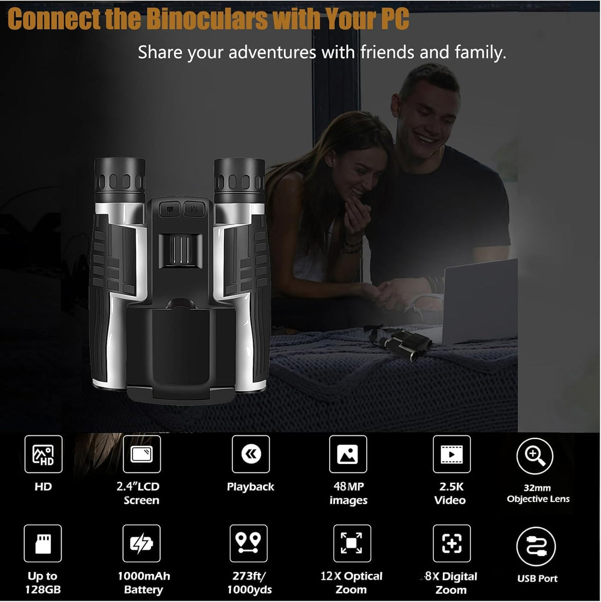 Vazussk binoculars include a 32GB card for immediate photo and video storage.