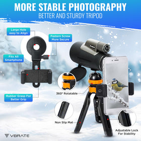 vBrate monocular mounted on tripod providing stable long-range photography advantage