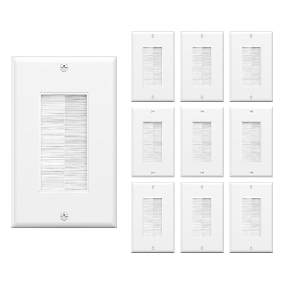 VCE brush wall plate 10-pack for tidy in-wall cable routing.