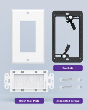 VCE brush wall plate dust-blocking bristles help reduce wall cavity dust.