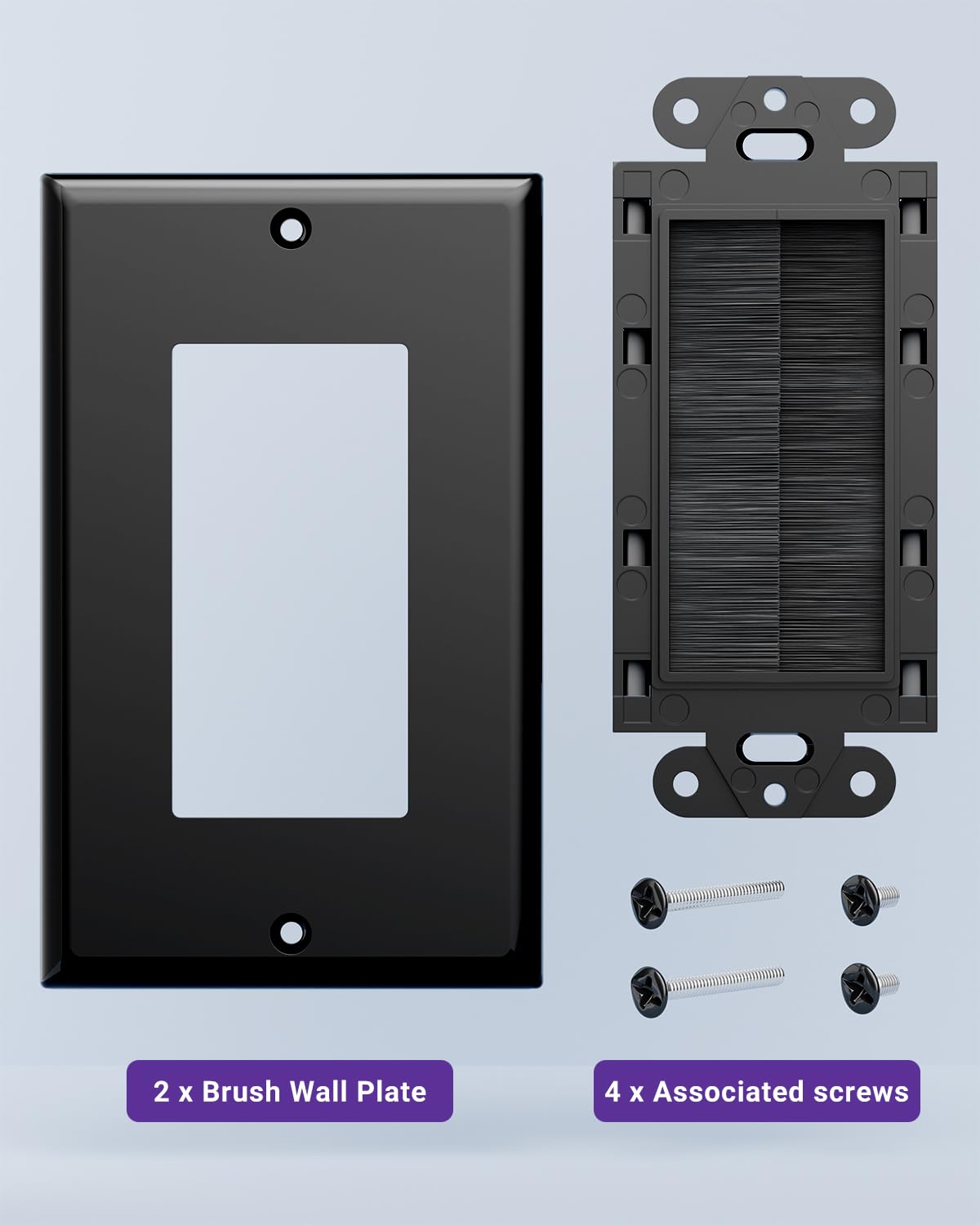 VCE Brush Wall Plate polycarbonate body offers durable, long-lasting cable management