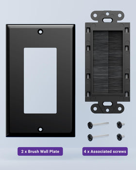 VCE Brush Wall Plate polycarbonate body offers durable, long-lasting cable management