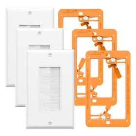 VCE brush wall plate white front for clean in-wall cable management behind a wall-mounted TV