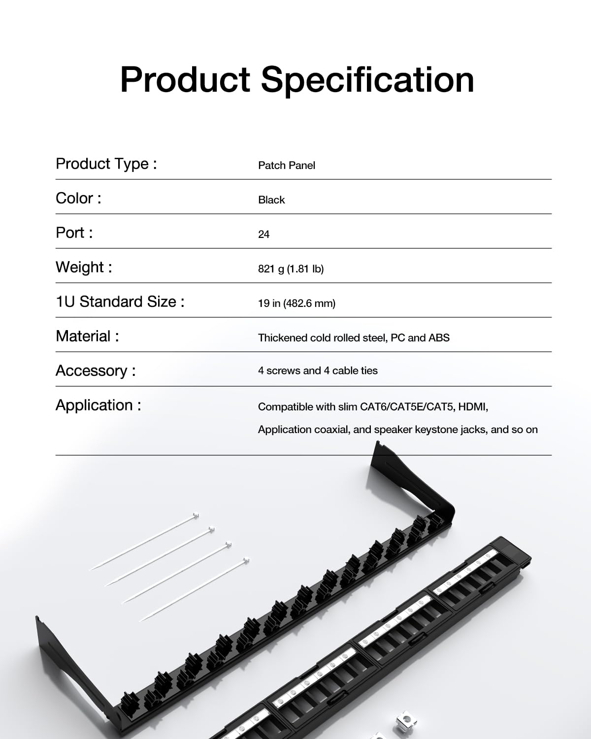VCE patch panel frame is durable cold-rolled steel for long-lasting use