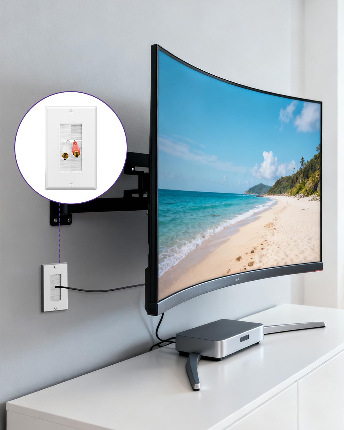 VCE easy-install wall plate fits quickly on the wall.