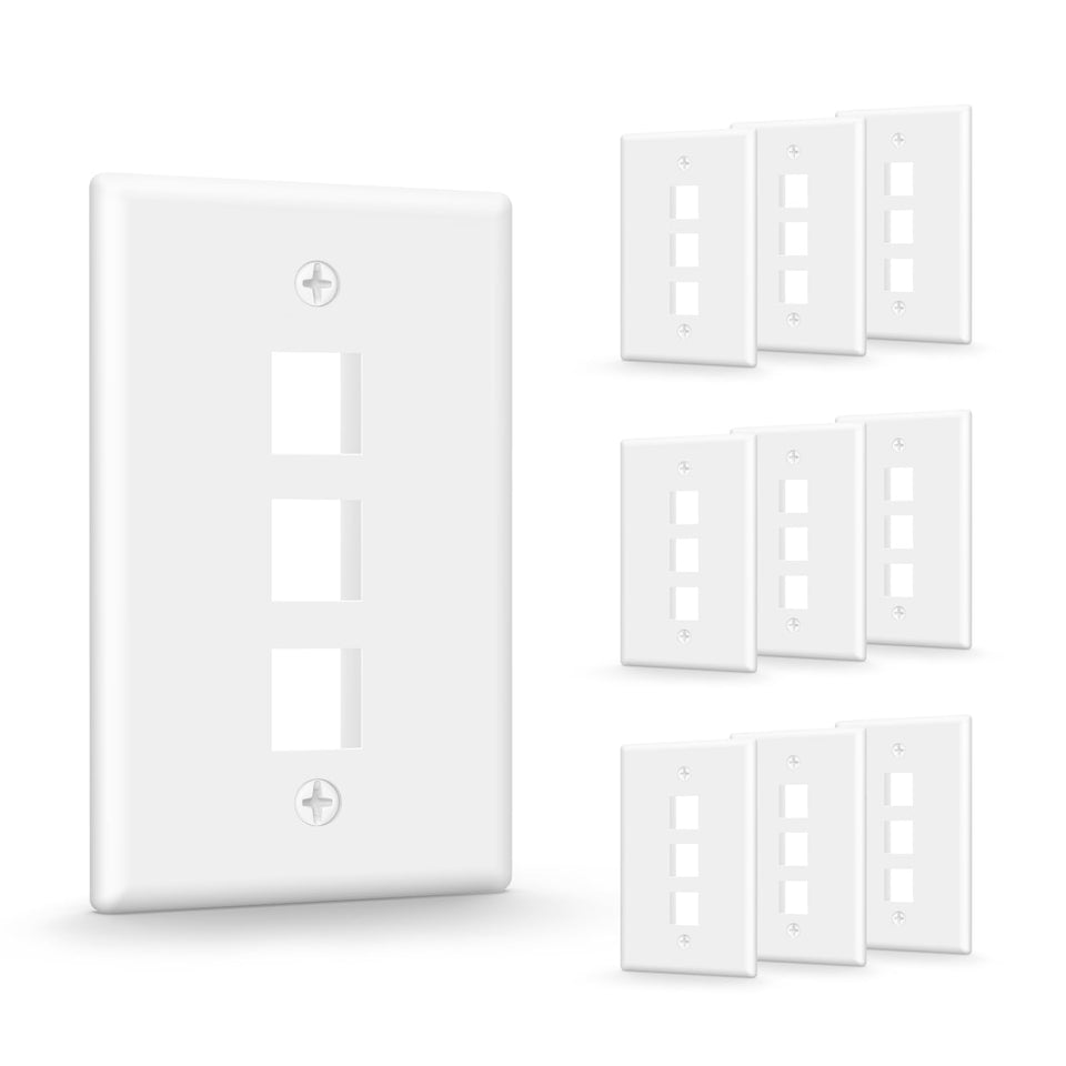 VCE 3-port keystone wall plate front view for clean network installation