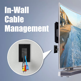 VCE low-voltage brackets securely support a tidy wall-mount TV installation