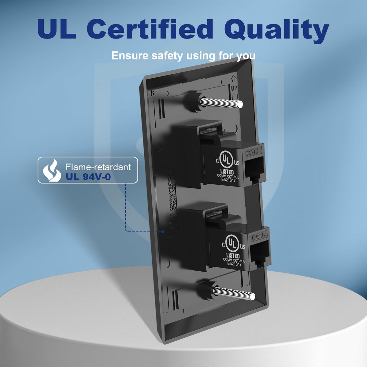 VCE side profile of snap-in keystone inserted into plate for quick, tool-free installation