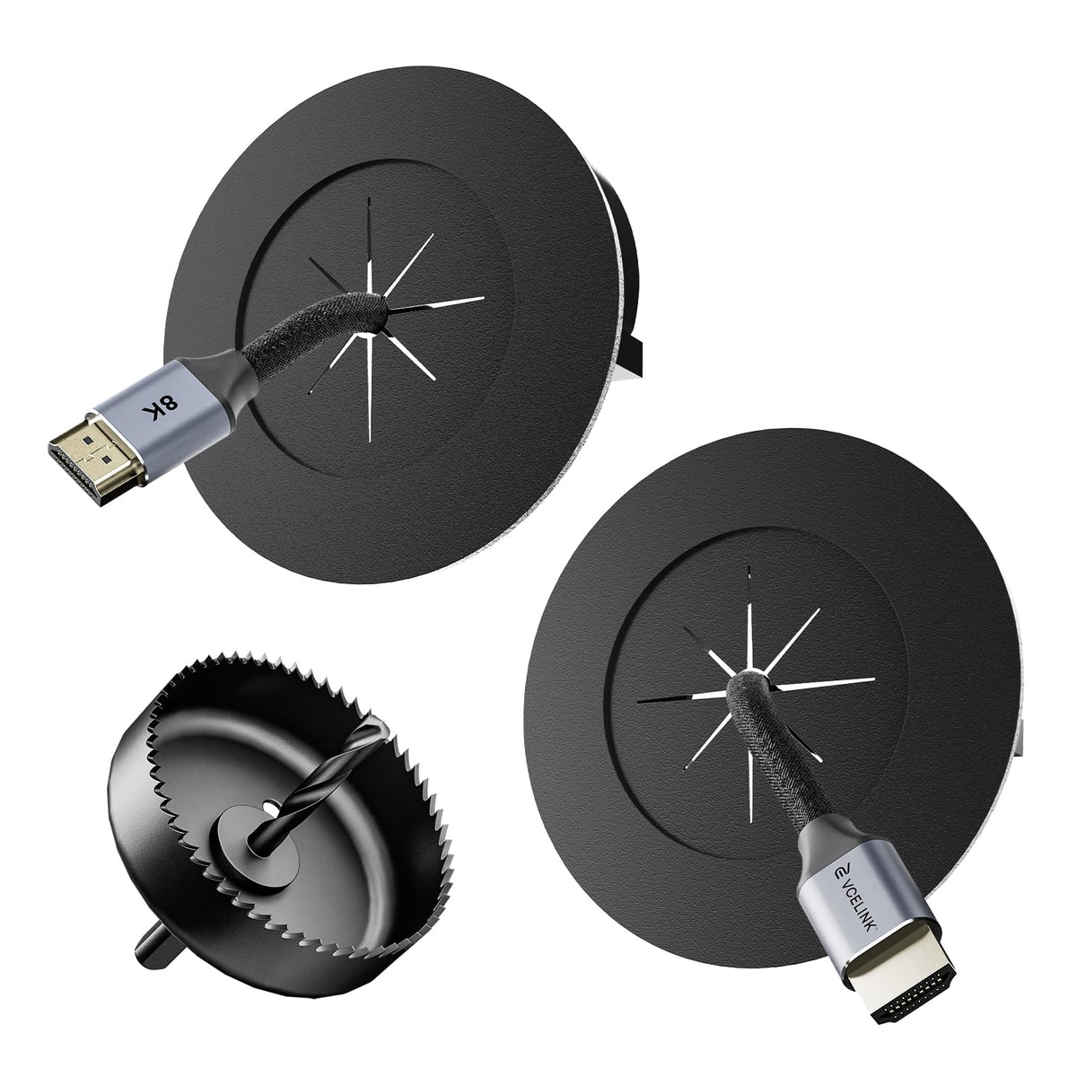 VCELINK brush wall cable management kit hides TV cables for a clean look.