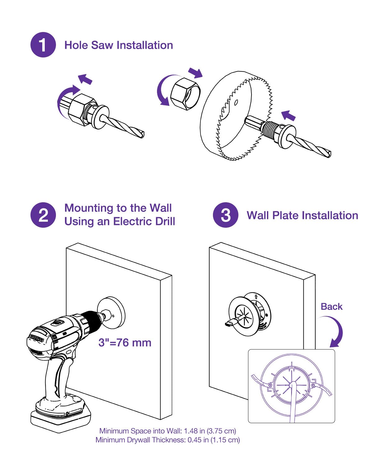 VCELINK drywall hole saw is included for precise, sturdy installation.