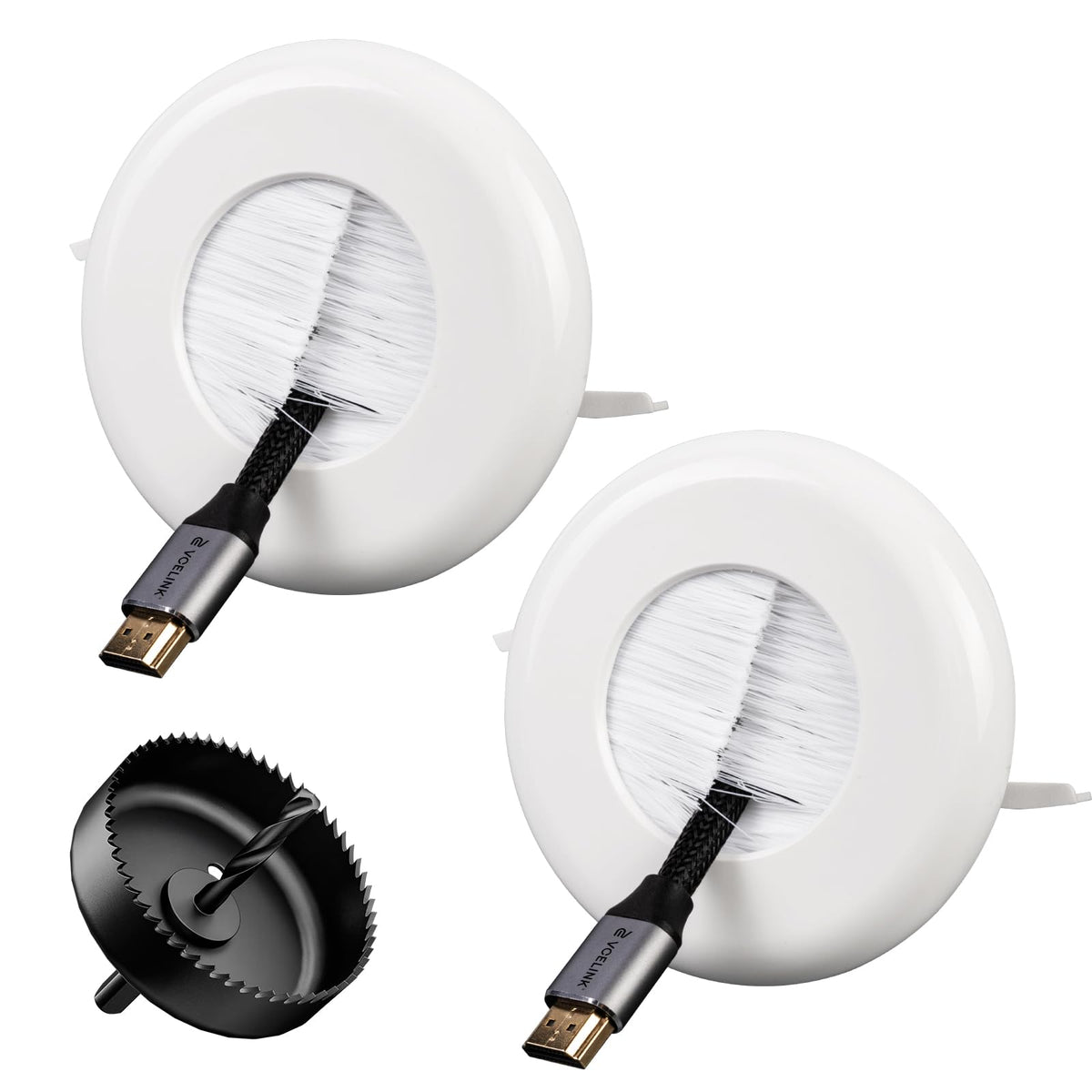 VCELINK front plate dual pack showing two brush covers for tidy cable entry