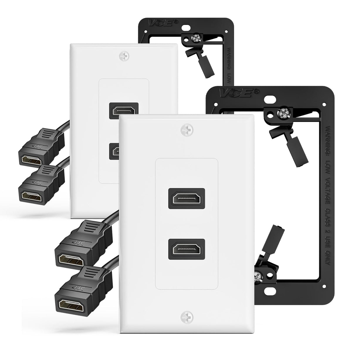 VCELINK HDMI wall plate 2-port 4K-60Hz enables clean home theater wiring.