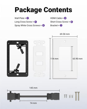 VCELINK low-voltage mounting fits walls 0.15 to 0.75 inches thick.