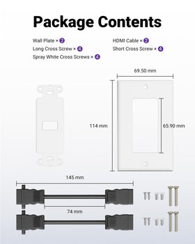 VCELINK white HDMI wall plate blends with any decor for a seamless look