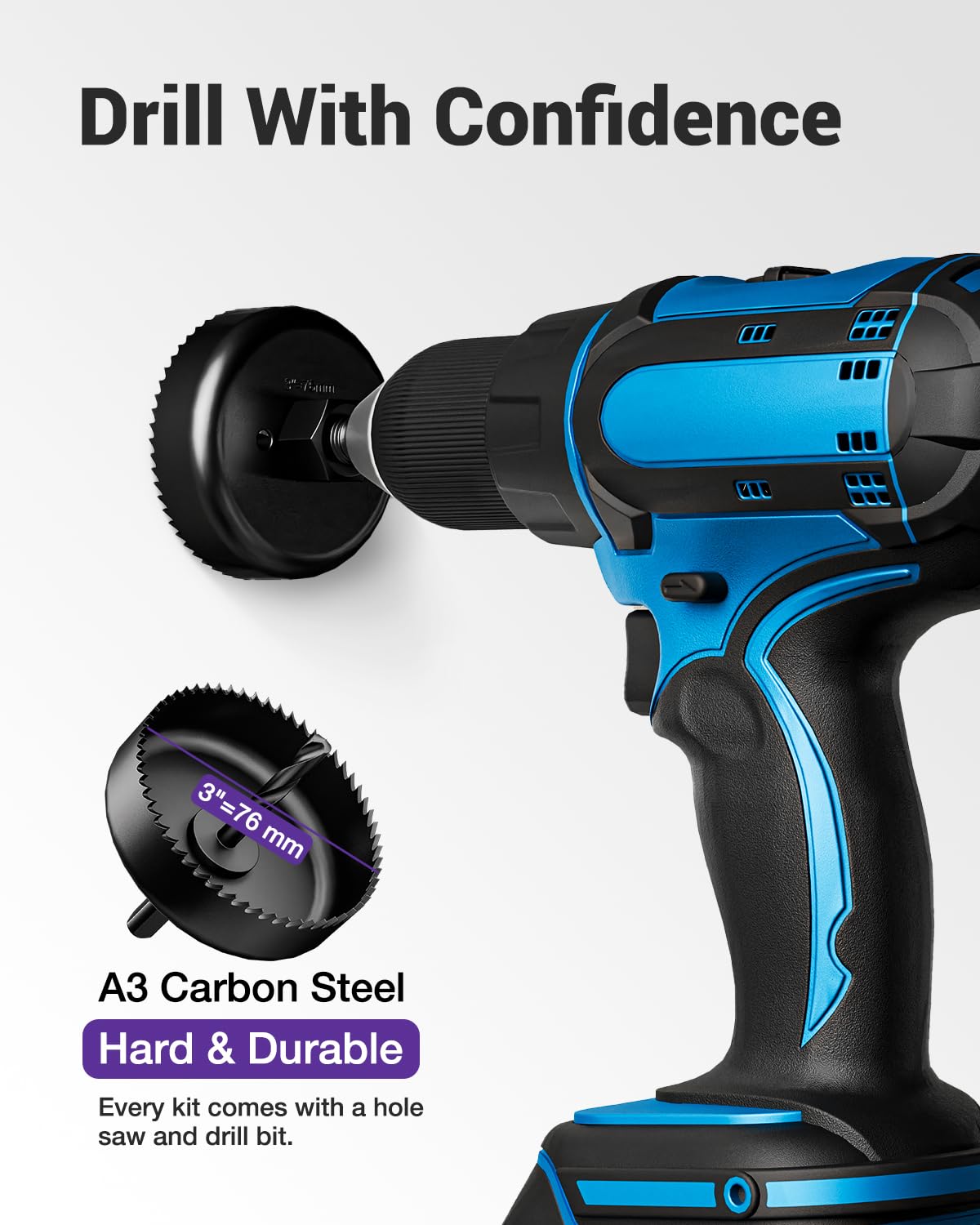 VCELINK hole saw drill attachment for precise 3-inch drywall cuts and fast installs