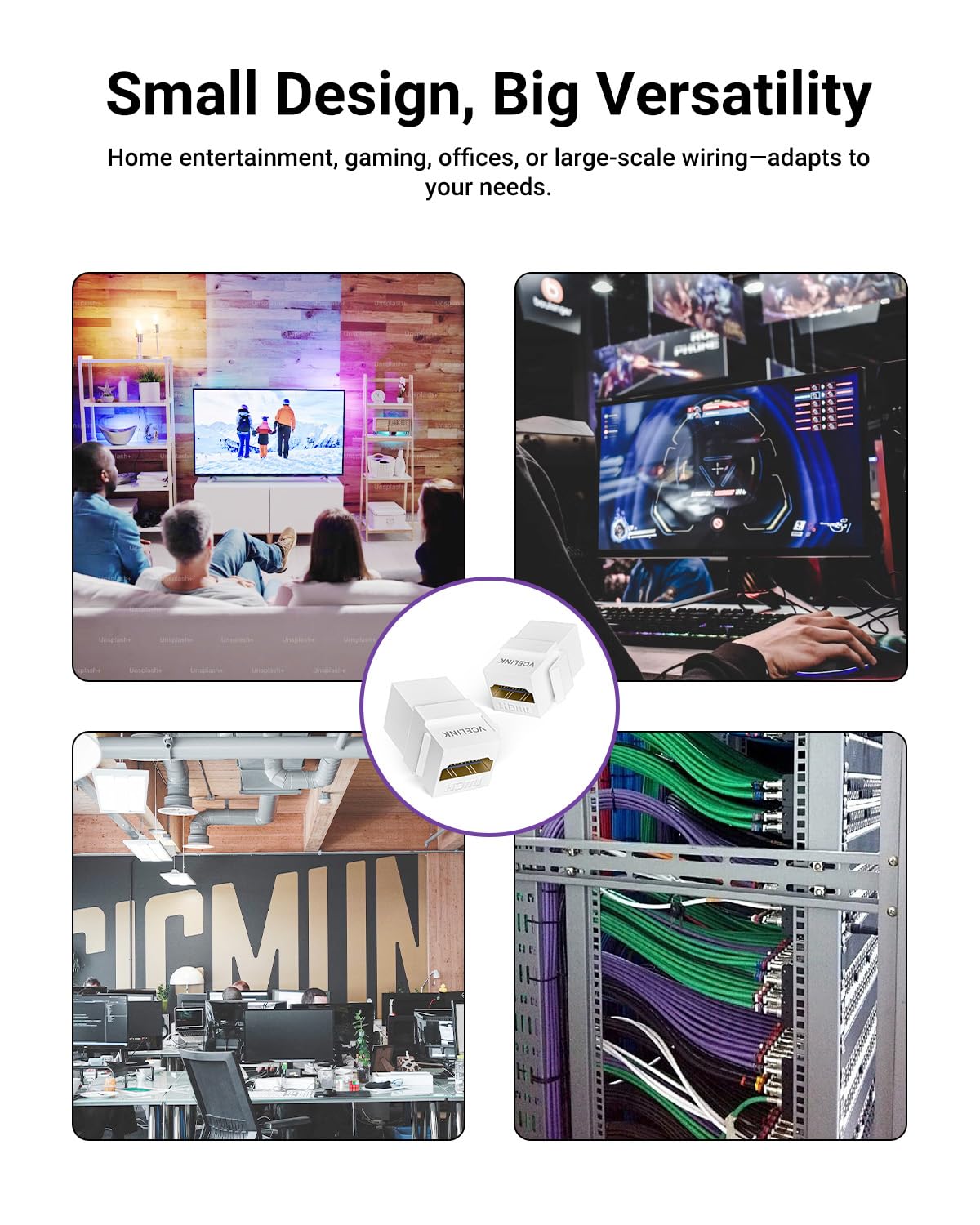 VCELINK coupled to short HDMI cables illustrating reliable high-bandwidth links