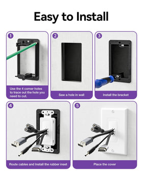 Multiple low-voltage cables pass through the VCELINK wall plate with organization.