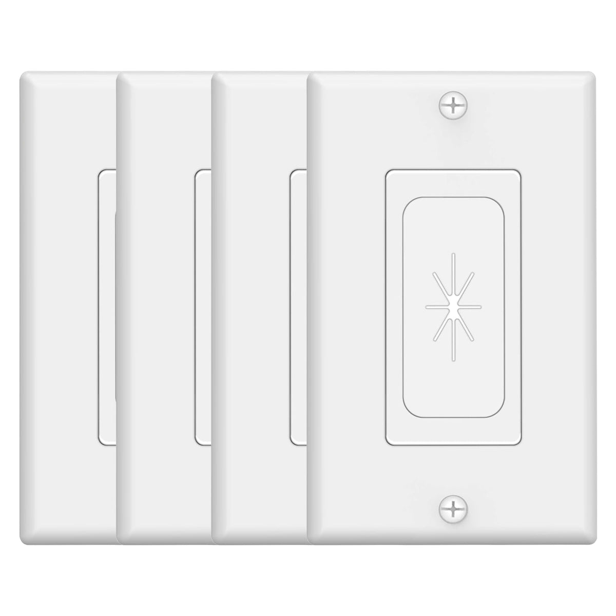 VCELINK wall plate pass-through front view shows clean, concealed cables for a neat room.