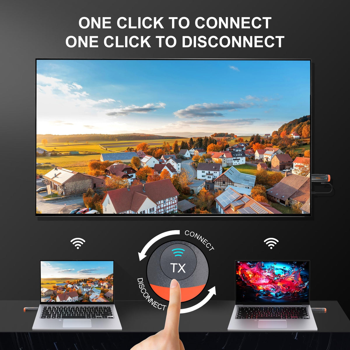 VCOLink wireless HDMI receiver delivers 1080p to a large screen.