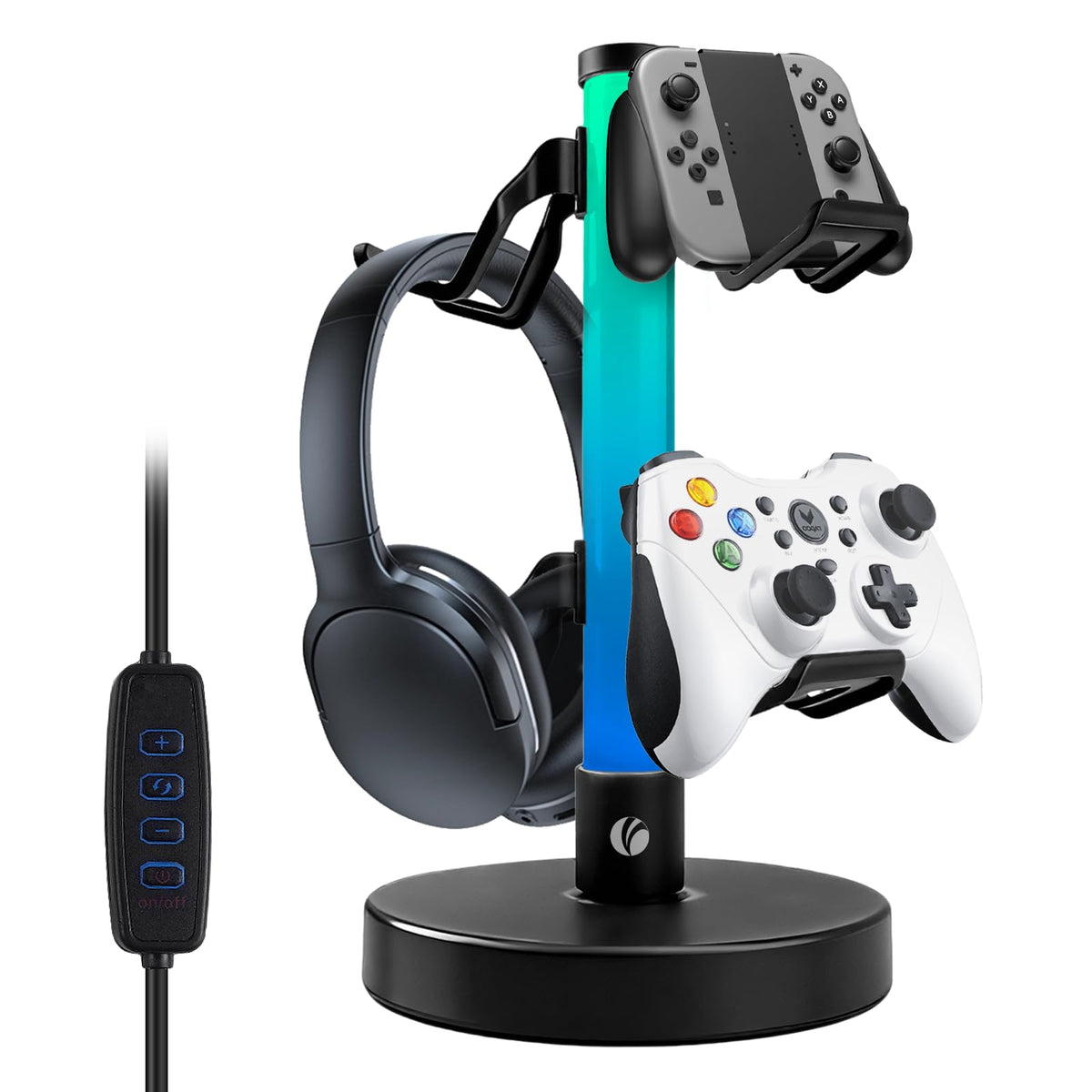 VCOM Headphone Stand with 17 light modes for organized headset display and RGB ambiance.