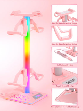 VCOM pink RGB headset stand memory feature preserves last color setting