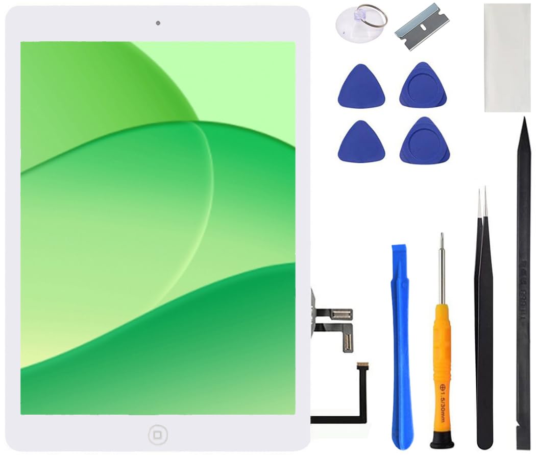 VDASO iPad Air 1 front glass digitizer for A1474/75/76, restoring responsive touch.