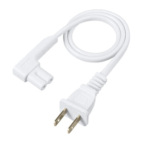 Vebner front view of power cord showing compact white design for tidy setups