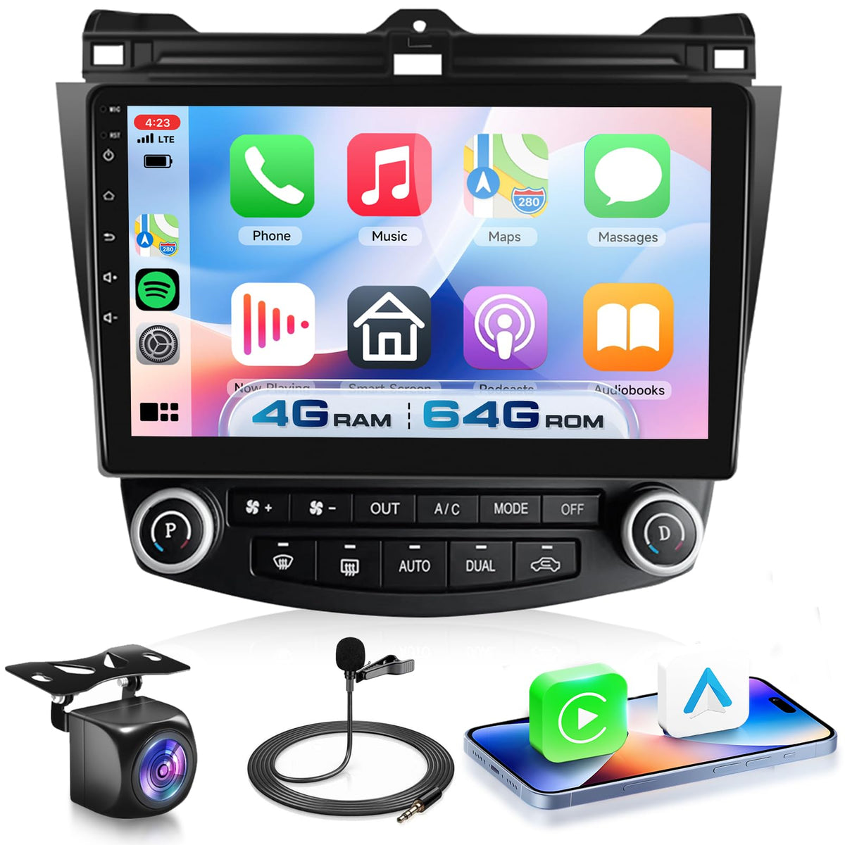 VECHTEL 4G+64G Android 15 car stereo front panel for Honda Accord 7th gen upgrade