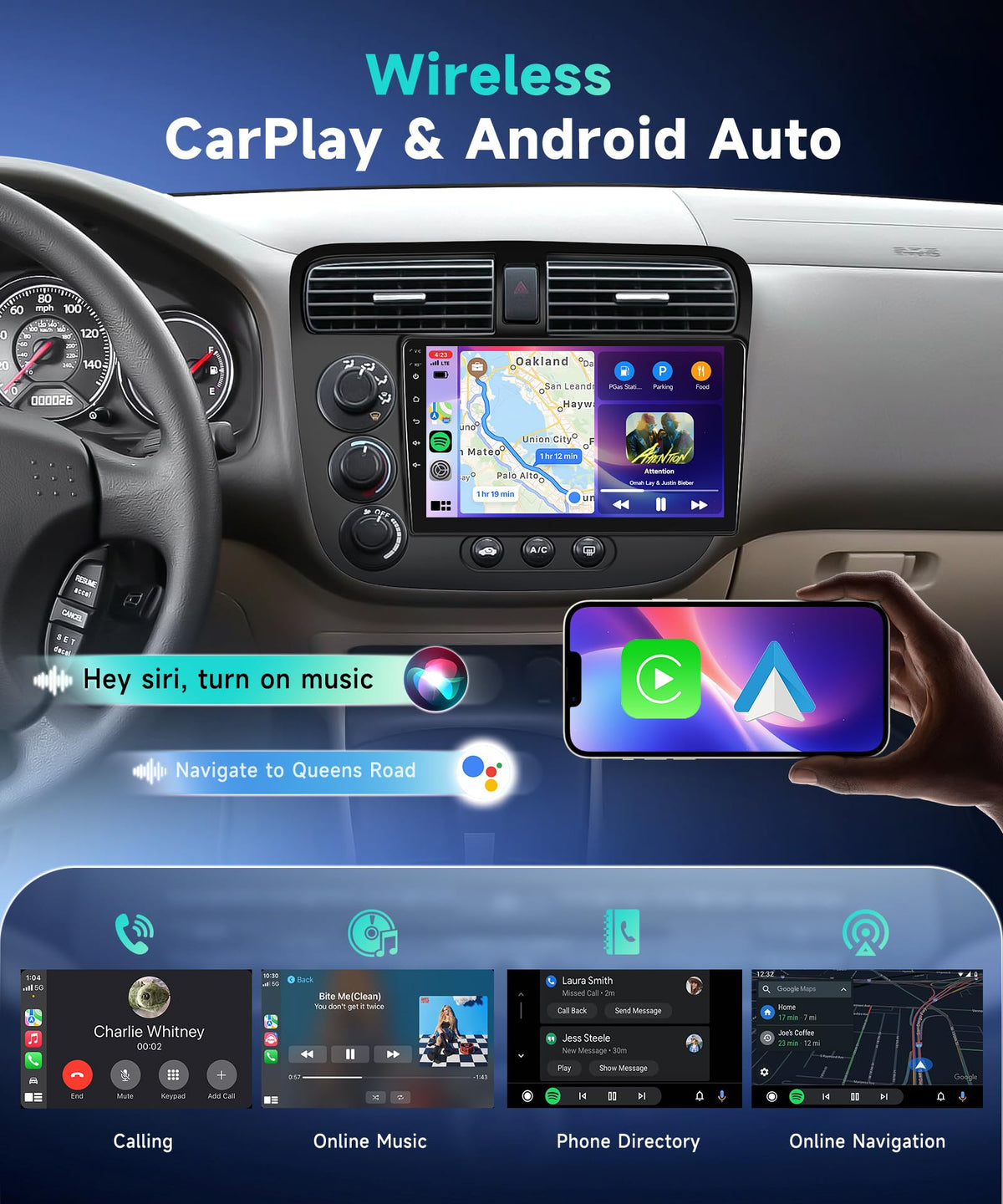 VECHTEL built-in GPS and WiFi navigation for Civic, offline maps ready on the go