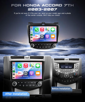 VECHTEL wireless CarPlay and Android Auto on 10.1-inch display for Honda Accord