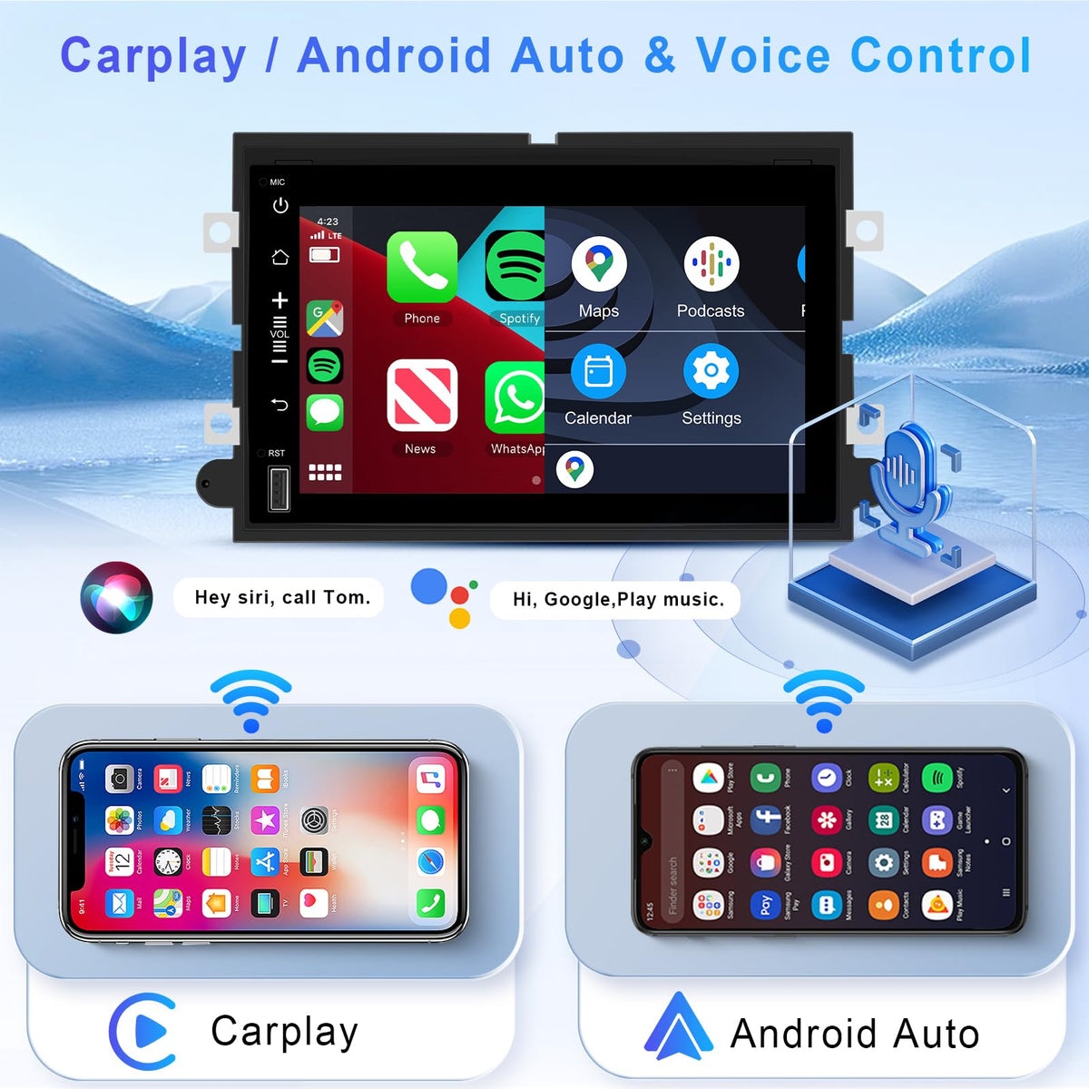 VECHTEL wireless CarPlay/Android Auto integration for hands free driving.