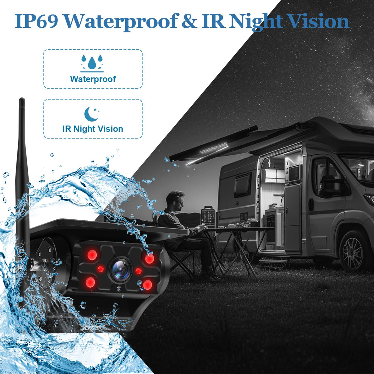 VEKOOTO VK7 2 IP69 waterproof and night vision up to 30 ft