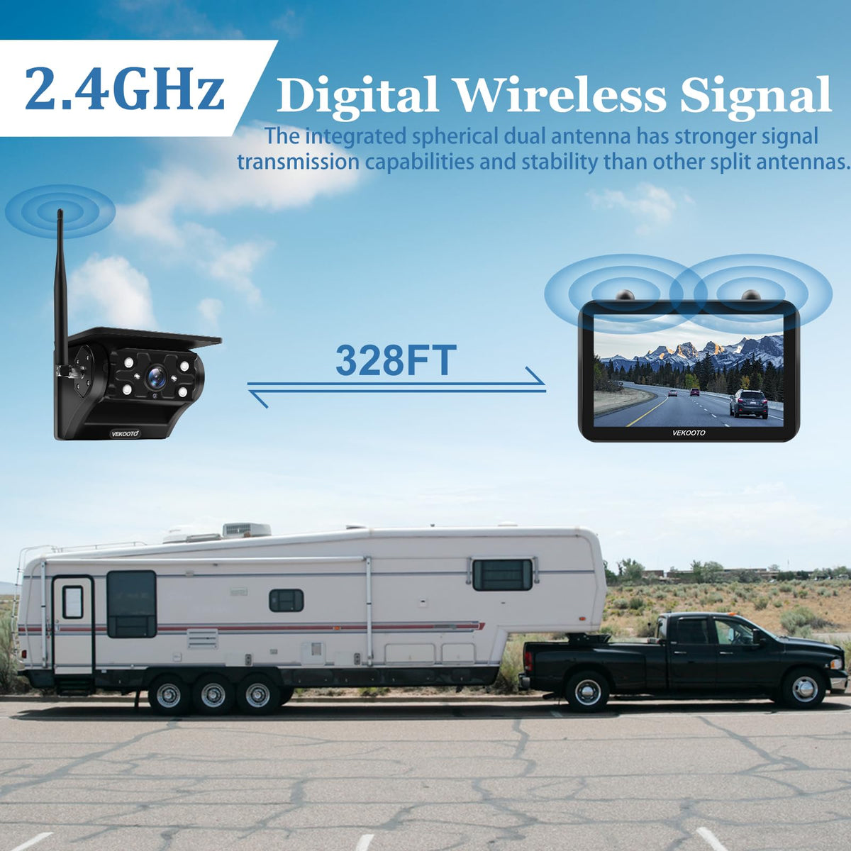 VEKOOTO VK7 2 wireless 2.4GHz link delivers strong, interference-resistant signal for reliable backup