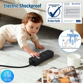 Veeloon 45-degree plug design keeps outlets accessible without blocking others.