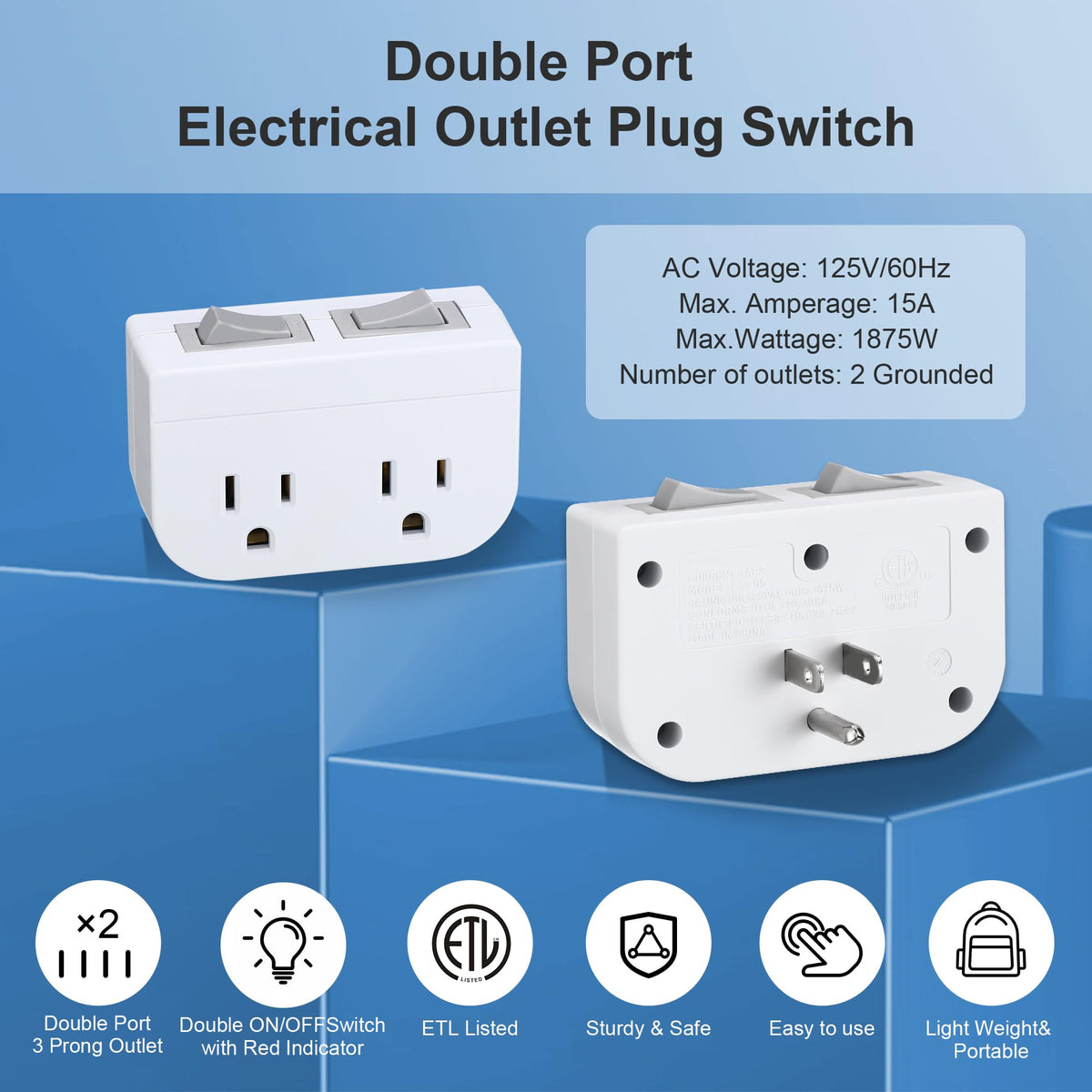Veeloon compact wall outlet fits tight spaces without blocking adjacent sockets