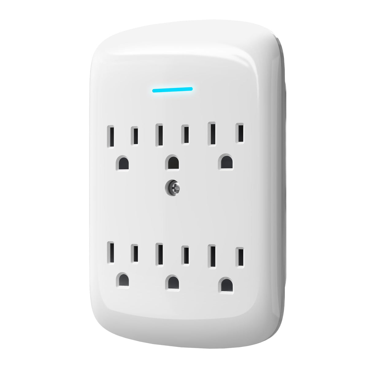 veeloon front view showing six grounded outlets and neat layout for space saving