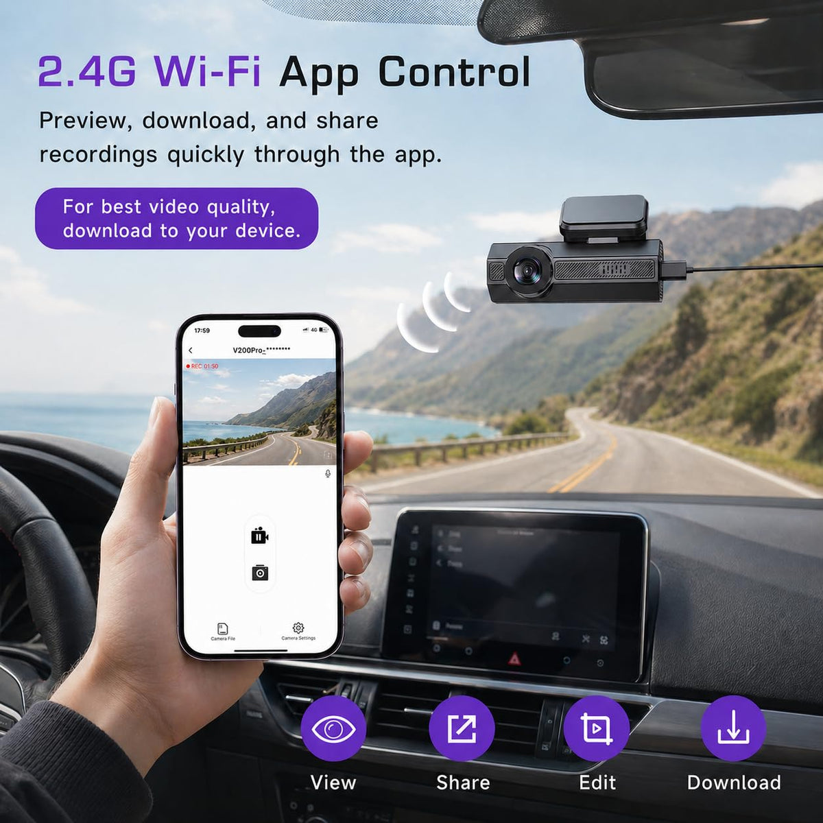 Veement dash cam night vision with wide dynamic range for low light scenes
