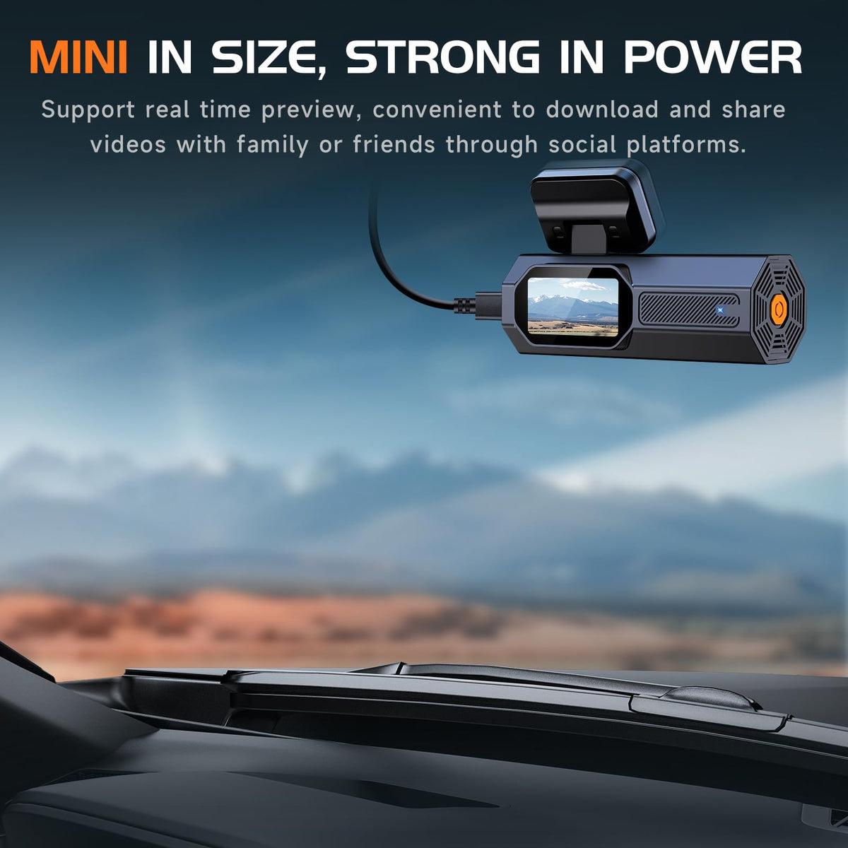 Veement dash cam compact mini design fits neatly on windshield