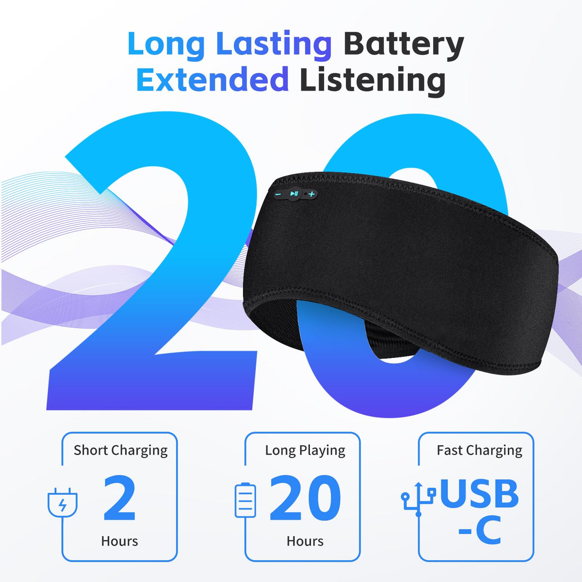 Veeniitosr sleep headband side view illustrating secure fit during wear.