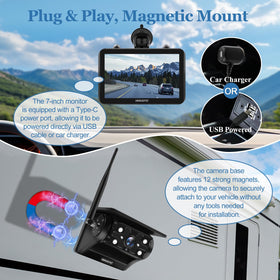 VEKOOTO VK7 7 inch IPS touchscreen monitor displaying rear view