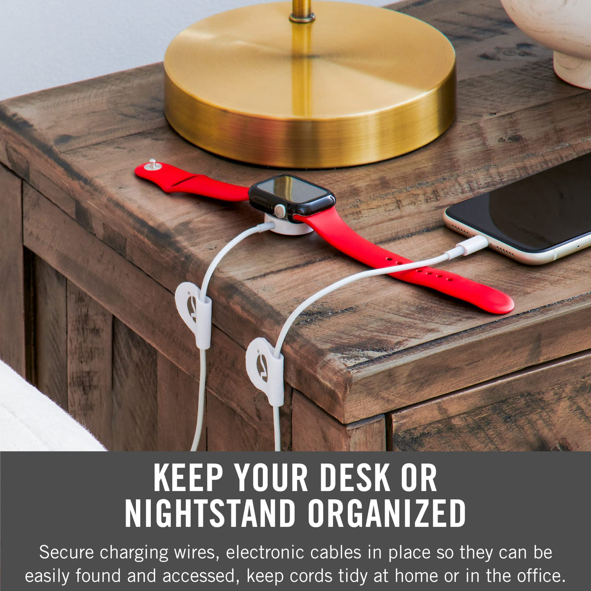 VELCRO Brand Cable Clips in a living room reduce cord clutter.