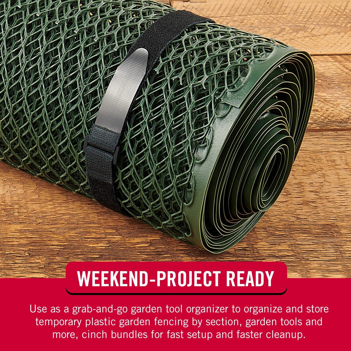 VELCRO Brand Elastic Straps secure outdoor umbrellas on decks or patios during breezy days.