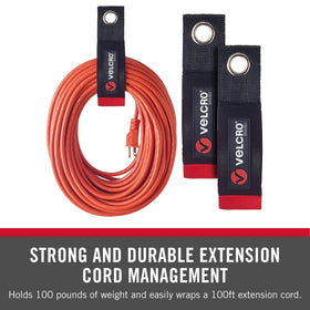 Velcro extension strap with rust-resistant grommet, ready for wall hanging.