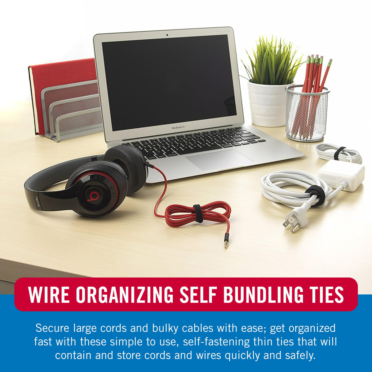 VELCRO Brand kitchen appliance cords organized to keep countertops neat.