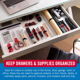 VELCRO Brand office cable management ties secure charging cables and cords