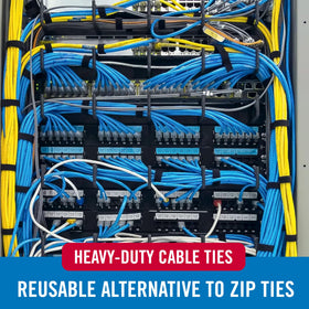 VELCRO Brand self-fastening ties organize bulky cables quickly and safely.