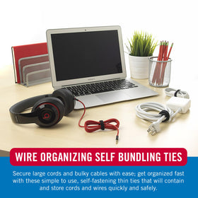 VELCRO Brand ONE-WRAP cable ties help organize a busy workstation with quick adjustments