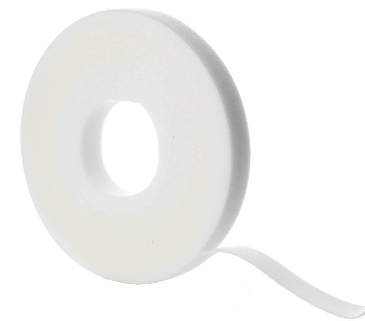 VELCRO Brand ONE-WRAP heavy-duty white strap for durable cord management and quick bundling.